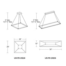 Load image into Gallery viewer, Frame LED Pendant Light - line drawing.