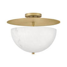 Load image into Gallery viewer, Inez Semi Flush Mount Ceiling Light in Lacquered Brass.