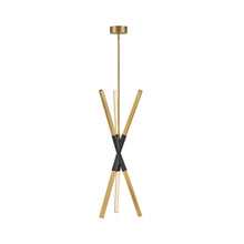 Load image into Gallery viewer, Rae LED Pendant Light in Vertical/Lacquered Brass.