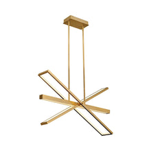 Load image into Gallery viewer, Tangent LED Linear Pendant Light in Lacquered Brass.