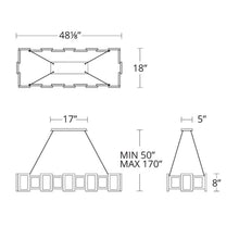 Load image into Gallery viewer, Fury Linear LED Pendant Light - line drawing.