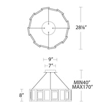 Load image into Gallery viewer, Fury Round LED Pendant Light - line drawing.