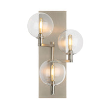 Load image into Gallery viewer, Gambit Wall Light in Triple Light/Satin Nickel.