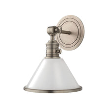 Load image into Gallery viewer, Garden City Wall Light in None/Opal Glossy/Antique Nickel.