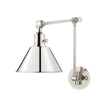 Load image into Gallery viewer, Garden City Wall Light in Vertical/Polished Nickel/Polished Nickel.