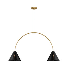 Load image into Gallery viewer, Cambre LED Linear Pendant Light in Midnight Black/Burnished Brass (2-Light).