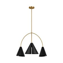Load image into Gallery viewer, Cambre LED Linear Pendant Light in Midnight Black/Burnished Brass (3-Light).