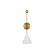 Load image into Gallery viewer, Cosmo Bath Wall Light in Matte White/Burnished Brass (Large).