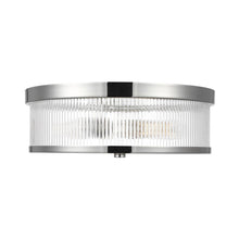 Load image into Gallery viewer, Geneva Ribbed Glass Flush Mount Ceiling Light in Polished Nickel.
