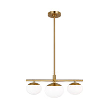 Load image into Gallery viewer, Lune LED Semi Flush Mount Ceiling Light in Burnished Brass.