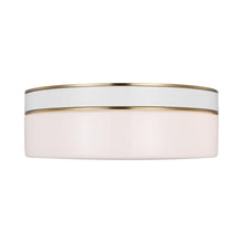 Load image into Gallery viewer, Monroe Large Flush Mount Ceiling Light in Burnished Brass.