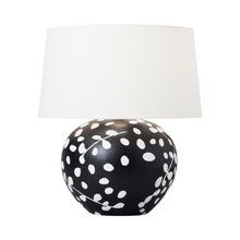 Load image into Gallery viewer, Nan LED Table Lamp in White Leather/Black Leather.