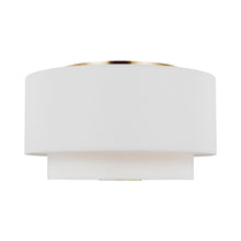 Load image into Gallery viewer, Sawyer Flush Mount Ceiling Light in Burnished Brass.