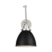 Load image into Gallery viewer, Wellfleet Adjustable Dome Wall Light in Midnight Black and Polished Nickel.