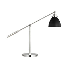 Load image into Gallery viewer, Wellfleet Dome LED Desk Lamp in Midnight Black and Polished Nickel.