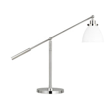 Load image into Gallery viewer, Wellfleet Dome LED Desk Lamp in Matte White and Polished Nickel.
