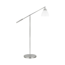 Load image into Gallery viewer, Wellfleet Dome LED Floor Lamp in Matte White and Polished Nickel.