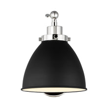 Load image into Gallery viewer, Wellfleet Dome Wall Light in Midnight Black and Polished Nickel.