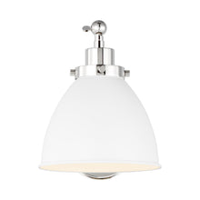 Load image into Gallery viewer, Wellfleet Dome Wall Light in Matte White and Polished Nickel.