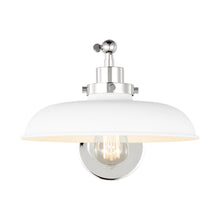 Load image into Gallery viewer, Wellfleet Wide Wall Light in Matte White and Polished Nickel.
