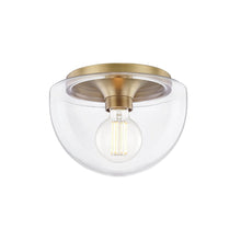 Load image into Gallery viewer, Grace Round Flush Mount Ceiling Light in Clear and Brass.