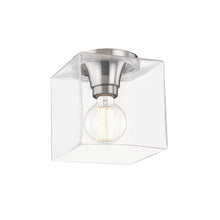 Load image into Gallery viewer, Grace Square Flush Mount Ceiling Light in Silver and Clear.