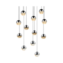 Load image into Gallery viewer, Grapes® 12-Light Round LED Multipoint Pendant Light in Polished Chrome/Small Bulb.