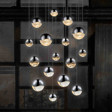 Load image into Gallery viewer, Grapes® 16-Light Square LED Multipoint Pendant Light in living room.