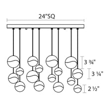 Load image into Gallery viewer, Grapes® 16-Light Square LED Multipoint Pendant Light - line drawing.