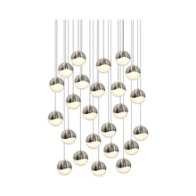 Load image into Gallery viewer, Grapes® 24-Light Round LED Multipoint Pendant Light in Satin Nickel /Large Bulb.