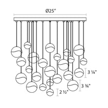 Load image into Gallery viewer, Grapes® 24-Light Round LED Multipoint Pendant Light - line drawing.