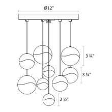 Load image into Gallery viewer, Grapes® LED Multipoint Pendant Light - line drawing.