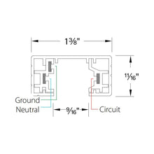 Load image into Gallery viewer, H Track 120V Single Circuit Track Section - line drawing.