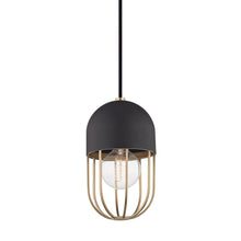 Load image into Gallery viewer, Haley Pendant Light in Black and Brass.