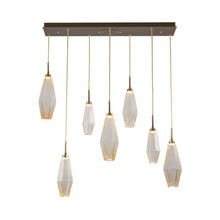 Load image into Gallery viewer, Aalto LED Linear Pendant Light in Heritage Brass/Amber Glass (7-Light).
