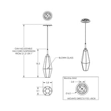Load image into Gallery viewer, Aalto LED Pendant Light - line drawing.
