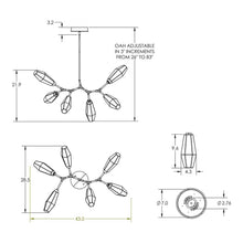 Load image into Gallery viewer, Aalto Modern Branch LED Chandelier - line drawing.