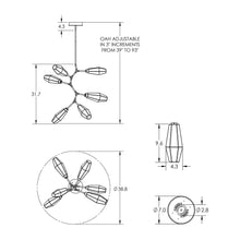 Load image into Gallery viewer, Aalto Modern Vine LED Chandelier - line drawing.