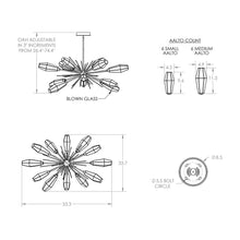 Load image into Gallery viewer, Aalto Oval Starburst LED Chandelier - line drawing.