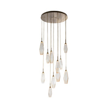Load image into Gallery viewer, Aalto Round Grande LED Multi Light Pendant Light in Heritage Brass/Amber Glass (11-Light).