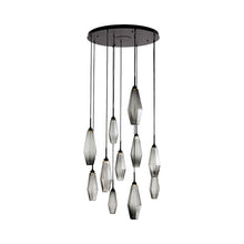 Load image into Gallery viewer, Aalto Round Grande LED Multi Light Pendant Light in Matte Blacks/Smoke Glass (11-Light).