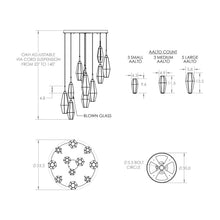Load image into Gallery viewer, Aalto Round Grande LED Multi Light Pendant Light - line drawing.