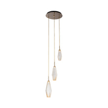 Load image into Gallery viewer, Aalto Round LED Multi Light Pendant Light in Heritage Brass/Amber Glass (3-Light).