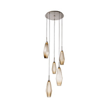 Load image into Gallery viewer, Aalto Round LED Multi Light Pendant Light in Metallic Beige Silver/Bronze Glass (5-Light).