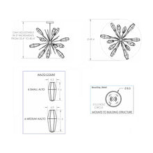 Load image into Gallery viewer, Aalto Round Starburst LED Chandelier - line drawing.