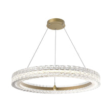 Load image into Gallery viewer, Asscher LED Chandelier in Gilded Brass.