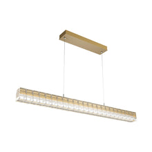 Load image into Gallery viewer, Asscher Linear LED Pendant Light in Gilded Brass.