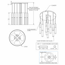 Load image into Gallery viewer, Axis LED Multi Light Pendant Light - line drawing.