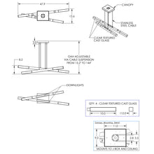 Load image into Gallery viewer, Axis Moda Double LED Linear Pendant Light - line drawing.