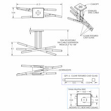 Load image into Gallery viewer, Axis Moda Triple LED Linear Pendant Light - line drawing.